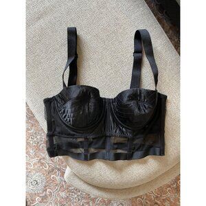Victoria’s Secret Black Bustier Top 34B Lace Up Corset Style